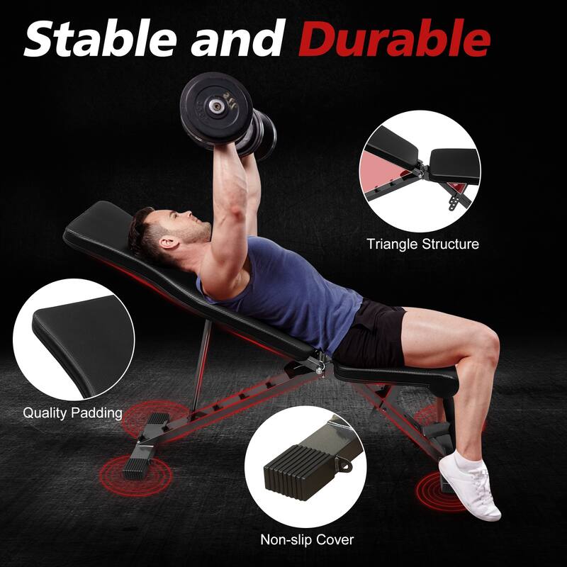 Weight Bench for Full Body Workout, Adjustable Strength Training Sit-up Chair