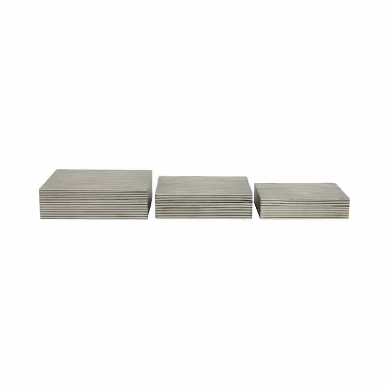 Resin Wood Storage Boxes Contemporary Design (Set of 3) - 4", 3" White - 12" x 8" x 4"