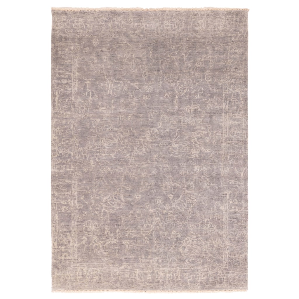 ECARPETGALLERY Hand-knotted Finest Oushak Dark Grey Wool Rug - 6'2 x 8'9