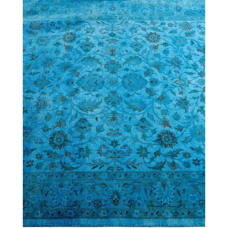 Overton Hand Knotted Wool Vintage Inspired Modern Contemporary Overdyed Blue Area Rug - 3' 1" x 5' 4"