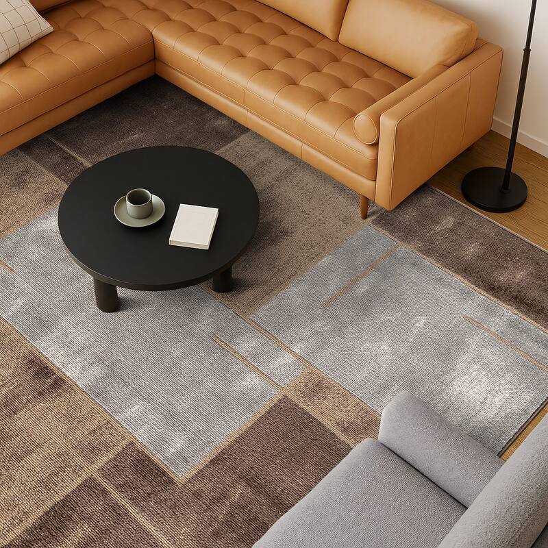 Modern Linear Area Rug for Living Room, Bedroom, or Entryway - Low Pile Indoor Rug