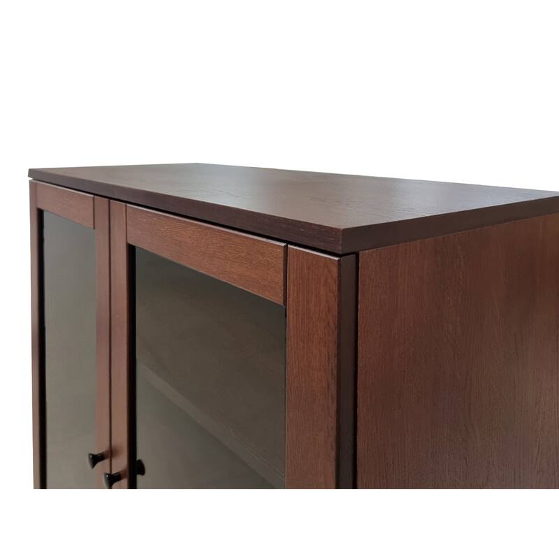 Palace Imports Premium 100% Solid European Oak Hardwood 6-Shelf Modular Bookcase with Tinted Glass Doors - 32" Wide, 71.5" Tall