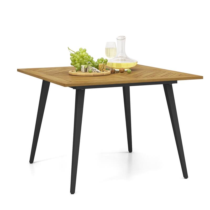 Costway 4-Person 42.5" Outdoor Dining Table with 1.9" Umbrella Hole, - Natural - See Details - Natural - See Details