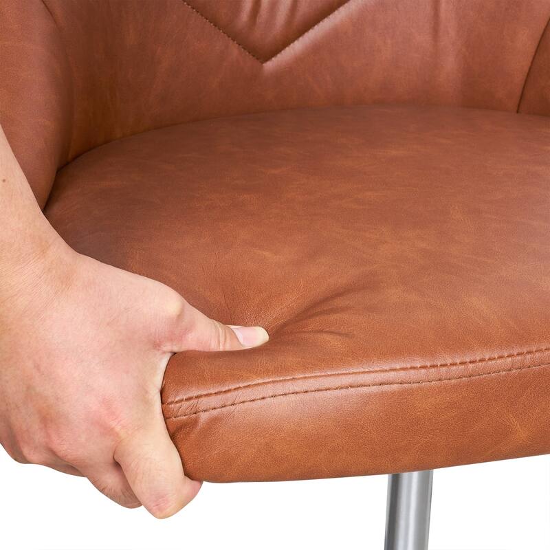 Javlergo Set of 1/2/3 Brown & White PU Leather Adjustable Swivel Bar Stools for Kitchen Living Room Office