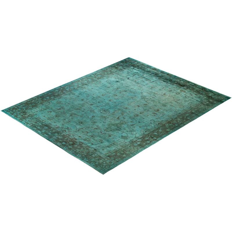 Overton Hand Knotted Wool Vintage Inspired Modern Contemporary Overdyed Blue Area Rug - 12' 1" x 14' 9"