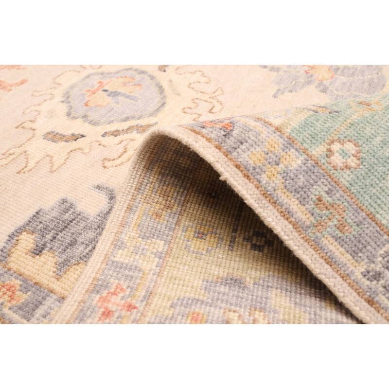 ECARPETGALLERY Hand-knotted Modern Oushak Ivory Wool Rug - 7'11 x 9'11