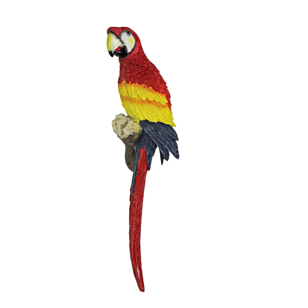Zeckos 18 Inch Scarlet Macaw Parrot Wall Sculpture Bird Art