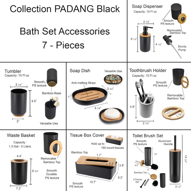 Padang Bathroom Accessories Set Bamboo