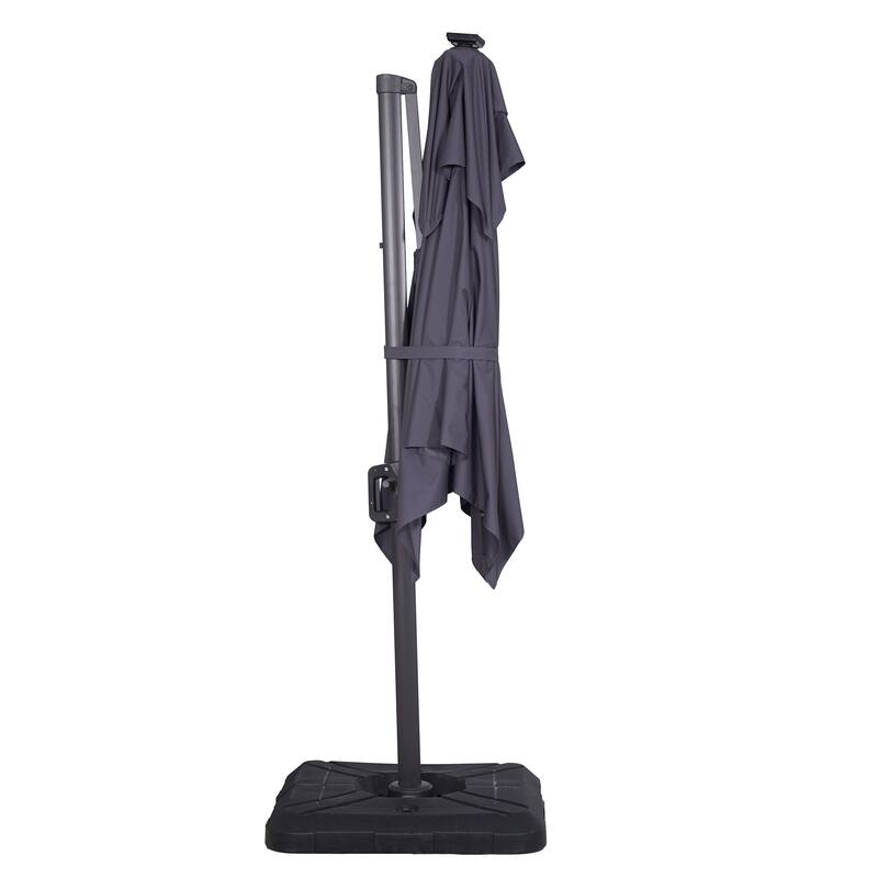 Furniture of America Yetta 8-foot LED Lights Steel Cantilever Offset Tilt Square Roma Umbrella with Base