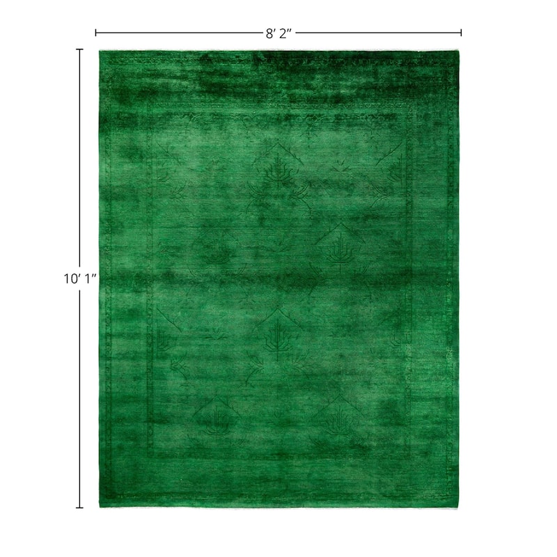 Overdyed, One-of-a-Kind Hand-Knotted Area Rug - Green - 8' 2" x 10' 1"