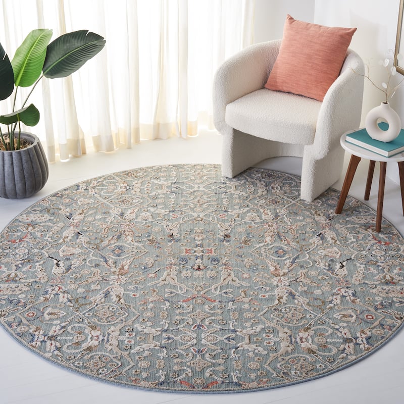 SAFAVIEH Vivaldi Benilda Oriental Rug - 6'7" Round - Navy/Rust
