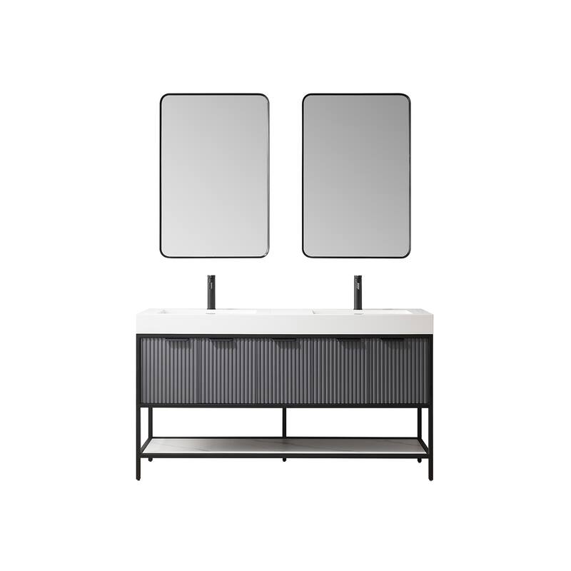Marcilla 60 in. Double Sink Bath Vanity with Stone Sink Top