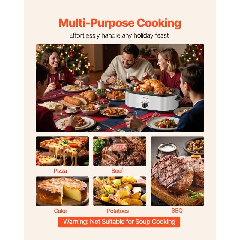 Black-Silver 20QT Electric Roaster Oven with Self-Basting Lid 1450W - 23.31 x 15.67 x 12.01 inch