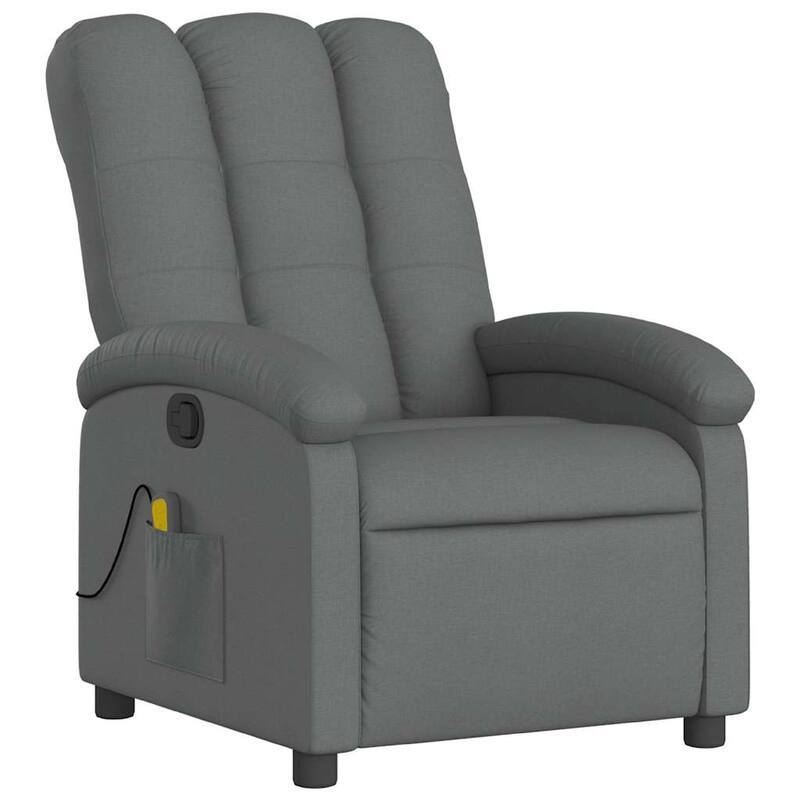 Dery Manual Recliner Chair with Massage, Side Pocket, Light Gray Polyester