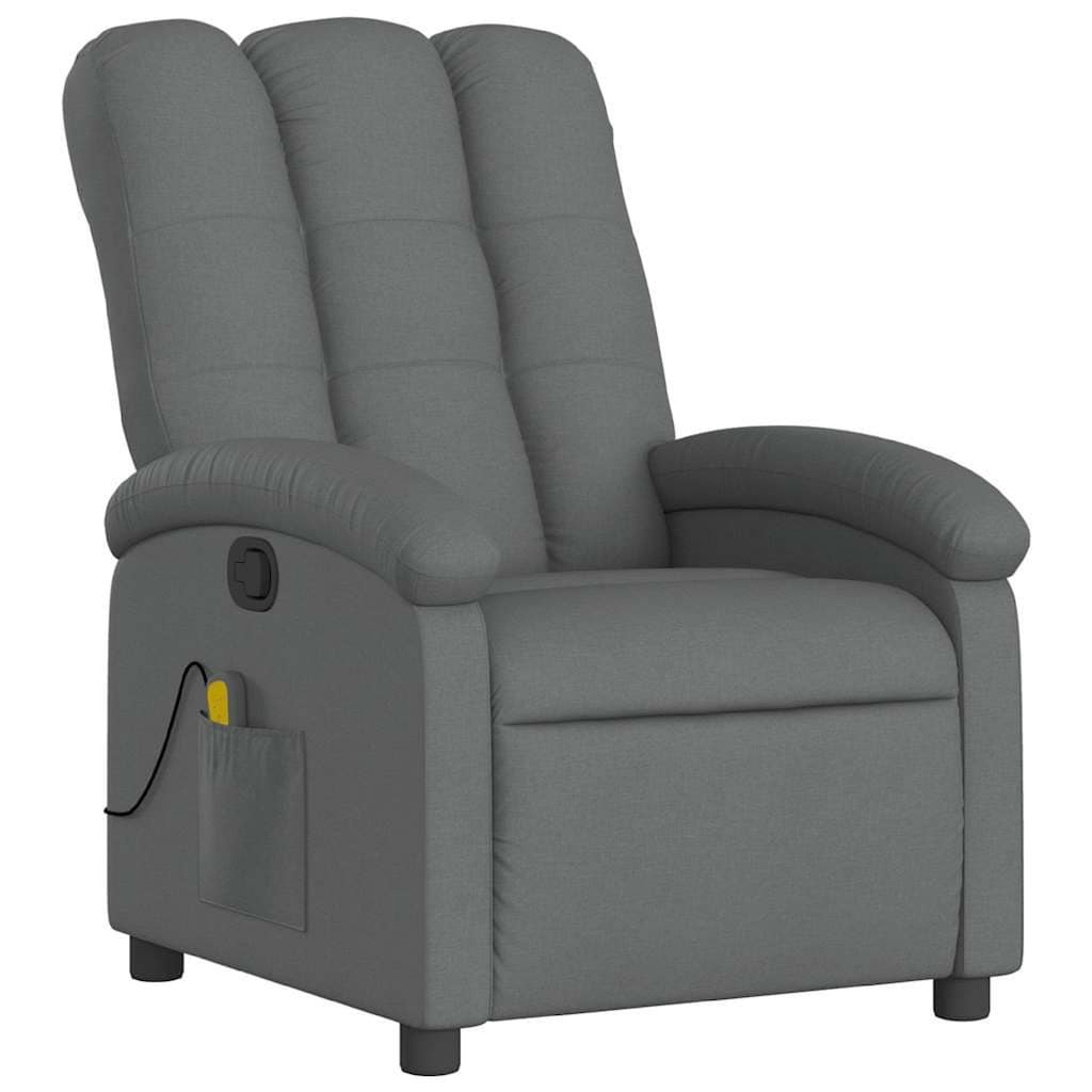Dery Manual Recliner Chair with Massage, Side Pocket, Light Gray Polyester