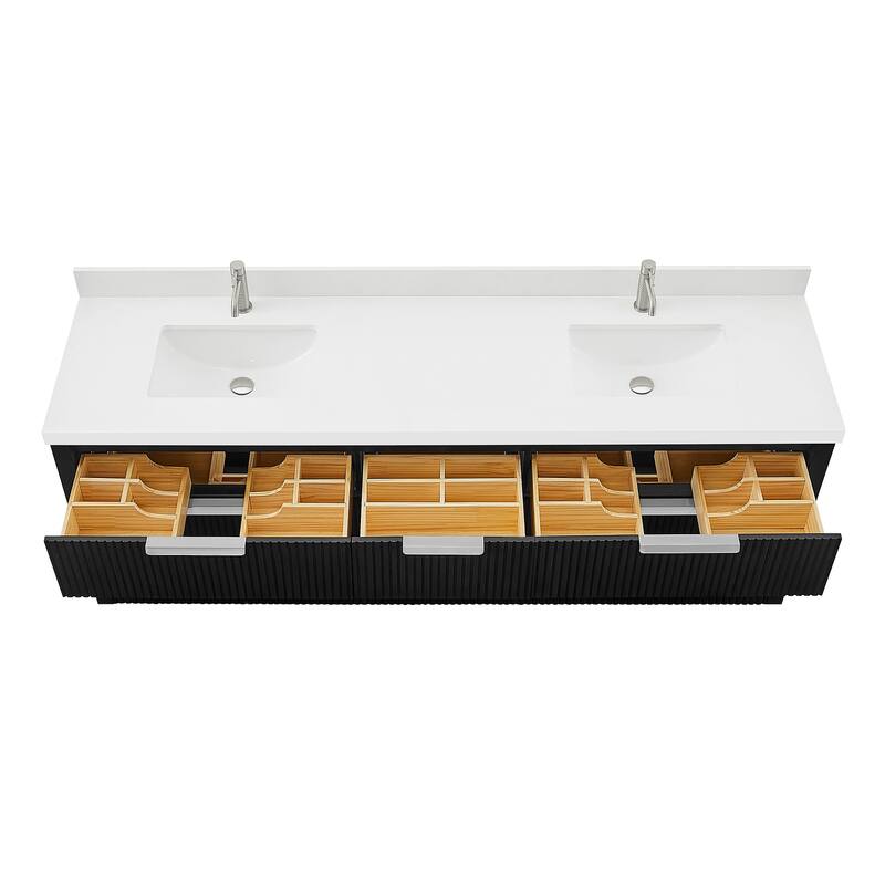 Santarem Double Vanity with Pure White Quartz Stone Top without Mirror