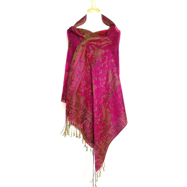 Reversible Paisley Pashmina Shawl Wrap Elegant Colors - 72" x 27"