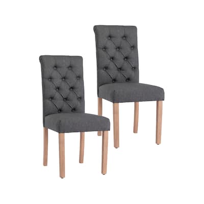 Porthos Home Betta Tufted Fabric Dining Chairs with Rubberwood Legs, Set of 2