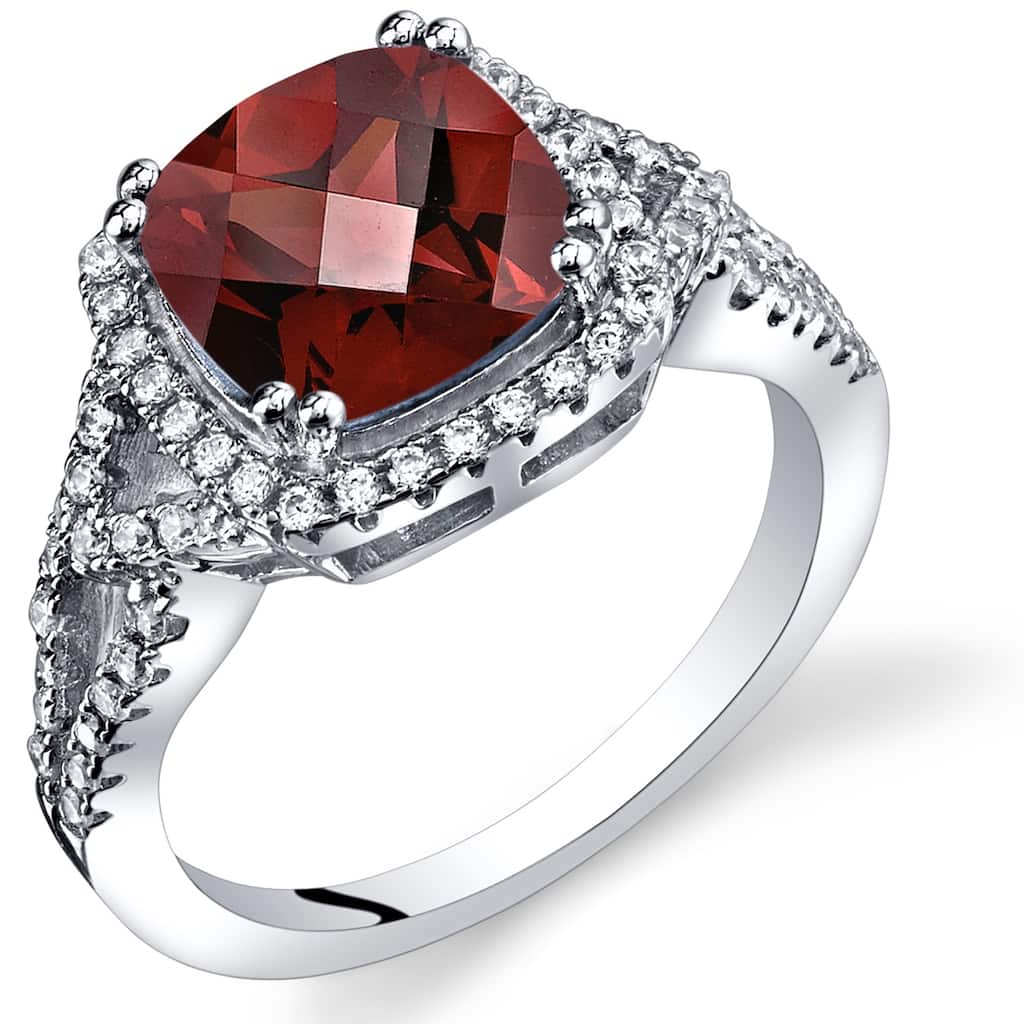 Sterling Silver 2.5 ct Garnet Cocktail Ring