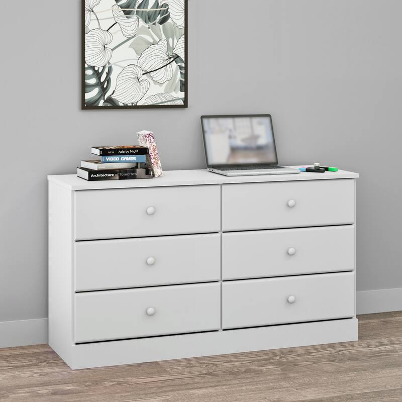 Prepac Astrid 6 Drawer Double Dresser for Bedroom, Wide Chest of Drawers, Bedroom Furniture, Traditional Furniture