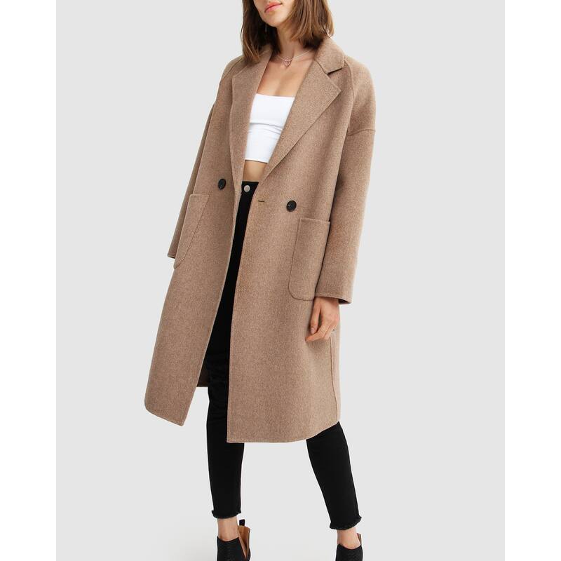 Publisher Double-Breasted Wool Blend Coat - S - Oatmeal