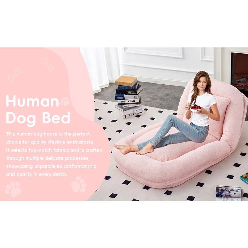 Folding Sofa Chair with 5 Adjustable Positions, Plush Floor Lounge Chair