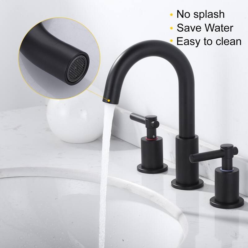 WOWOW Widespread 8 in. Double Handle Bathroom Faucet