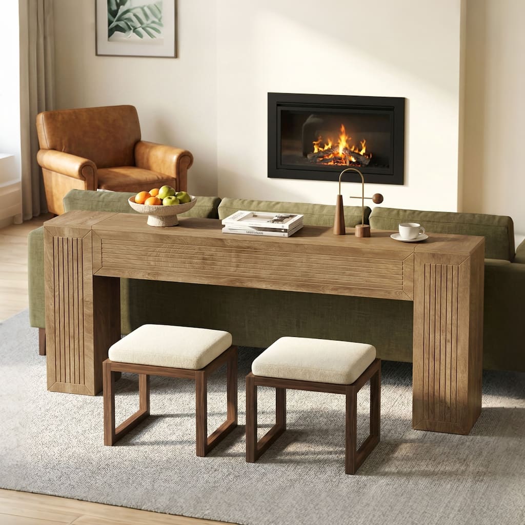 78.74 Inch Extra Long Console Table, Narrow Sofa Table with Sturdy Base