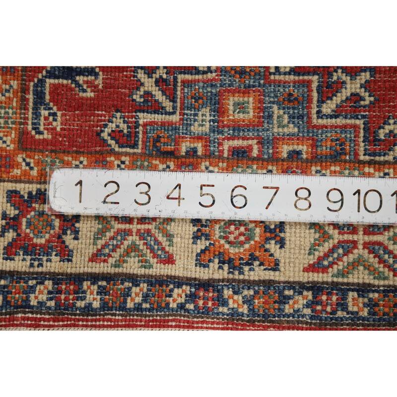 Traditional Kazak Oriental Foyer Rug Hand-Knotted Red Wool Carpet - 2'0"x 3'0"