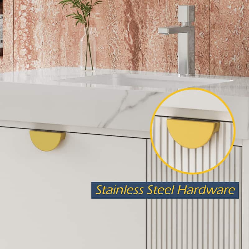 35.4 Single Bathroom Vanities with Sintered StoneTop, Wall Mount Vanities Not Assembled Need