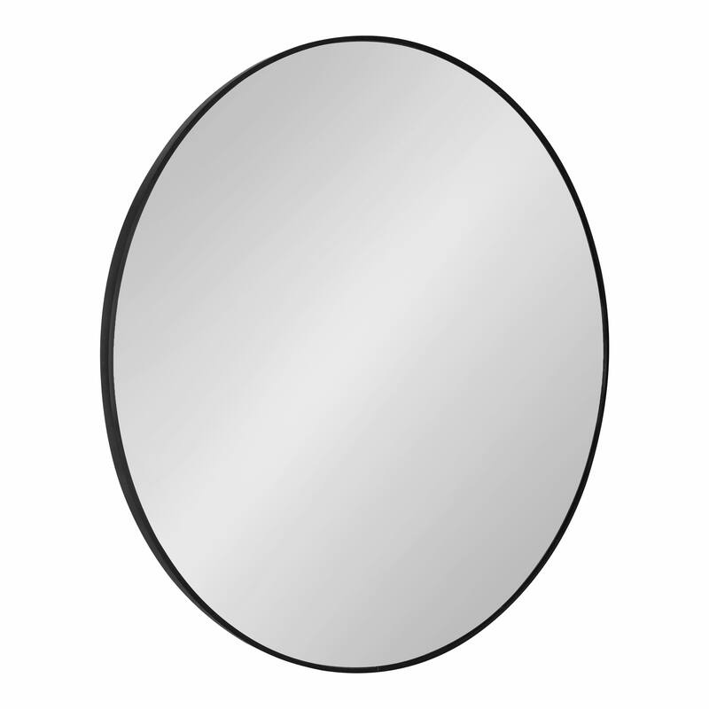 Kate and Laurel Zayda Metal Round Mirror - 24" Diameter - Black