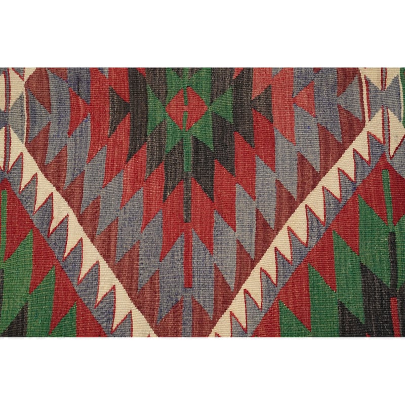 Hand Woven Oriental 100% Wool Carpet Southwestern Tribal Multi-Colored Kilim Area Rug - 9' 4'' X 5' 4''