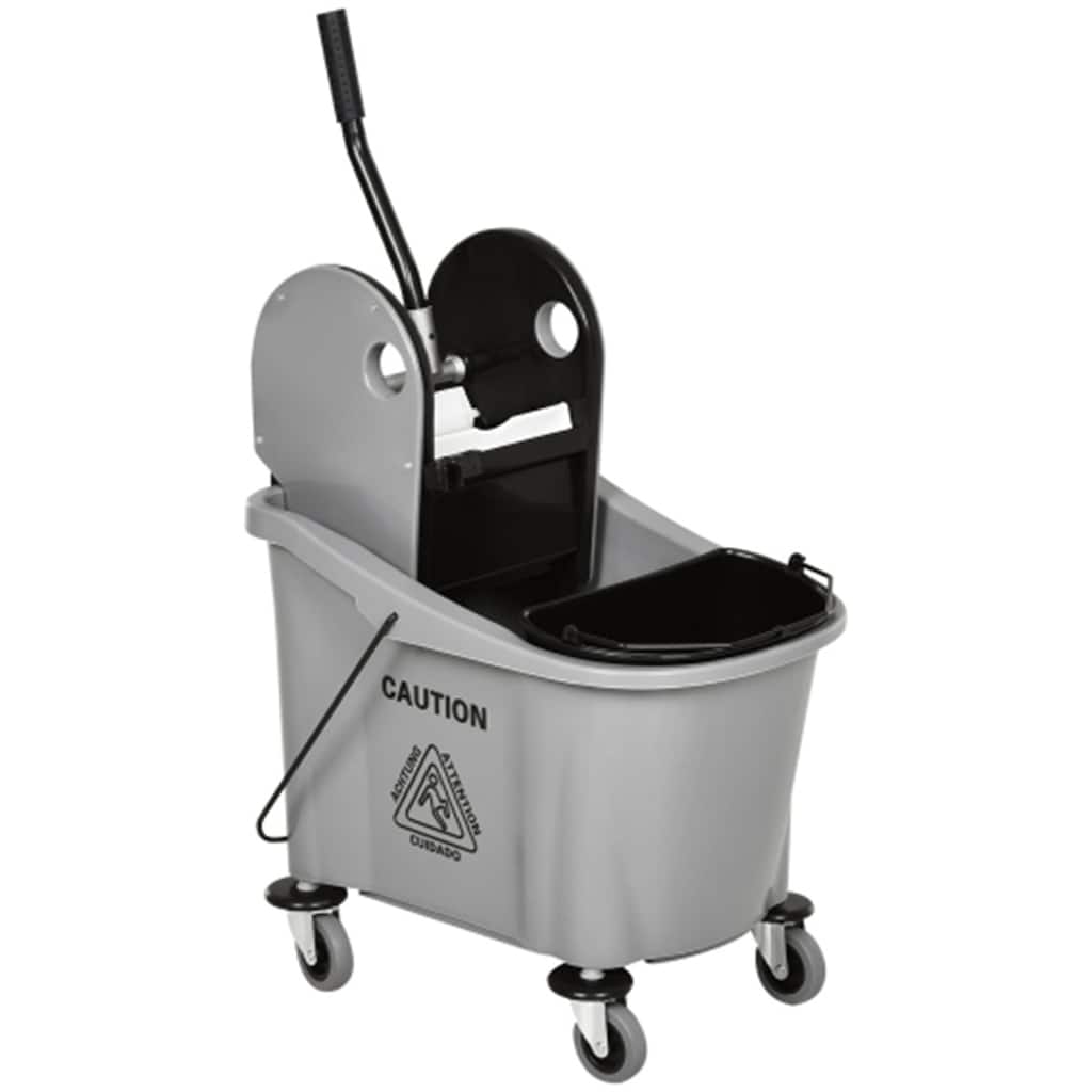 9.5 Gallon Cleaning Mop Bucket with Down Press Wringer Wheels and Water Separation Design - 21.25" L x 16.25" W x 36" H
