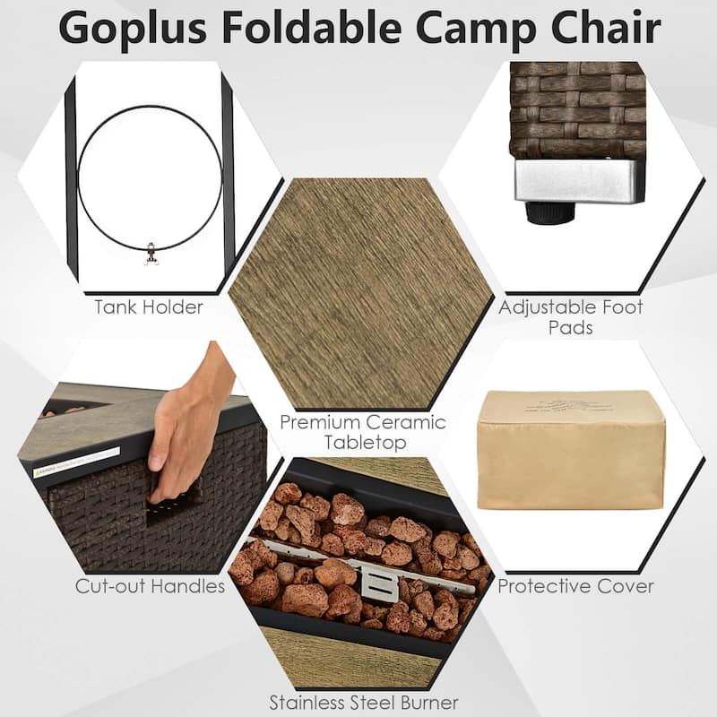 Costway 7 Pieces Outdoor Furniture Set with 32" Fire Pit Table and - See Details