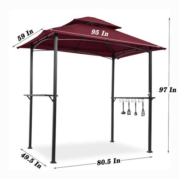 AllWeather 8 x 5 Ft Outdoor BBQ Grill Gazebo, Double Tier Soft Top