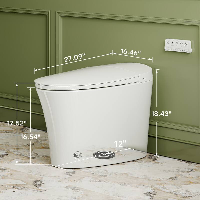HOROW Elongated Bidet Toilet with Tank Auto Flush UVC Sterilization White - 12 inch Rough In - N/A