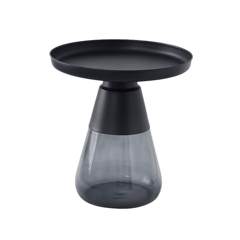 Set of Two Matte Black Tray Top Aeryn Nesting Tables - 24x17 19x20