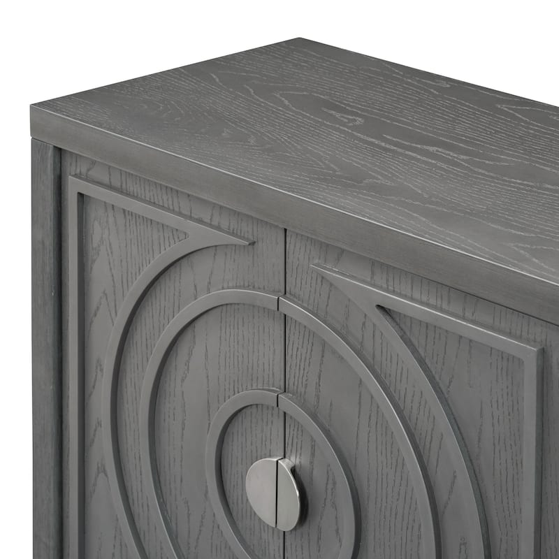 Retro Sideboard door with Circular Groove Design Round Metal Door Handle