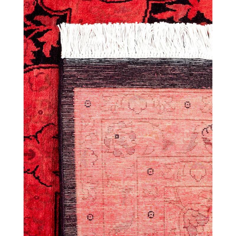 Overton Hand Knotted Wool Vintage Inspired Modern Contemporary Overdyed Red Area Rug - 8' 0" x 11' 1"