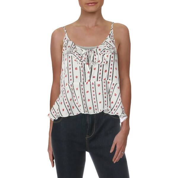 Shop Intimately Free People Womens Love To Tank Top Printed Ruffled Overstock 31056643 Ivory Combo M