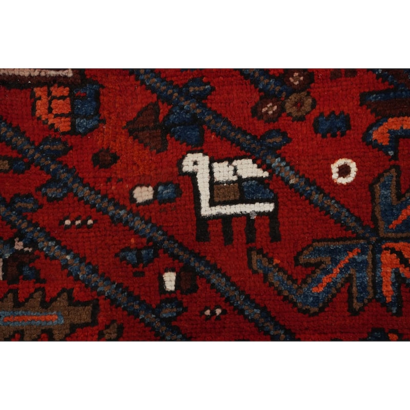 Hand Knotted Oriental 100% Wool Carpet Traditional Medallion Red Heriz Area Rug - 9' 3'' X 6' 3''