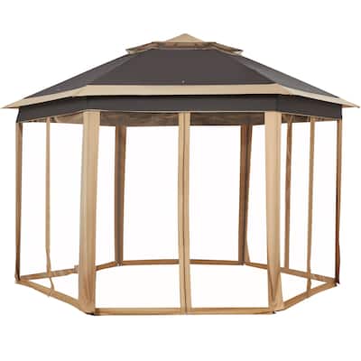 Yaheetech Outdoor Gazebo Pop Up Canopy with Metal Frame Mesh Netting