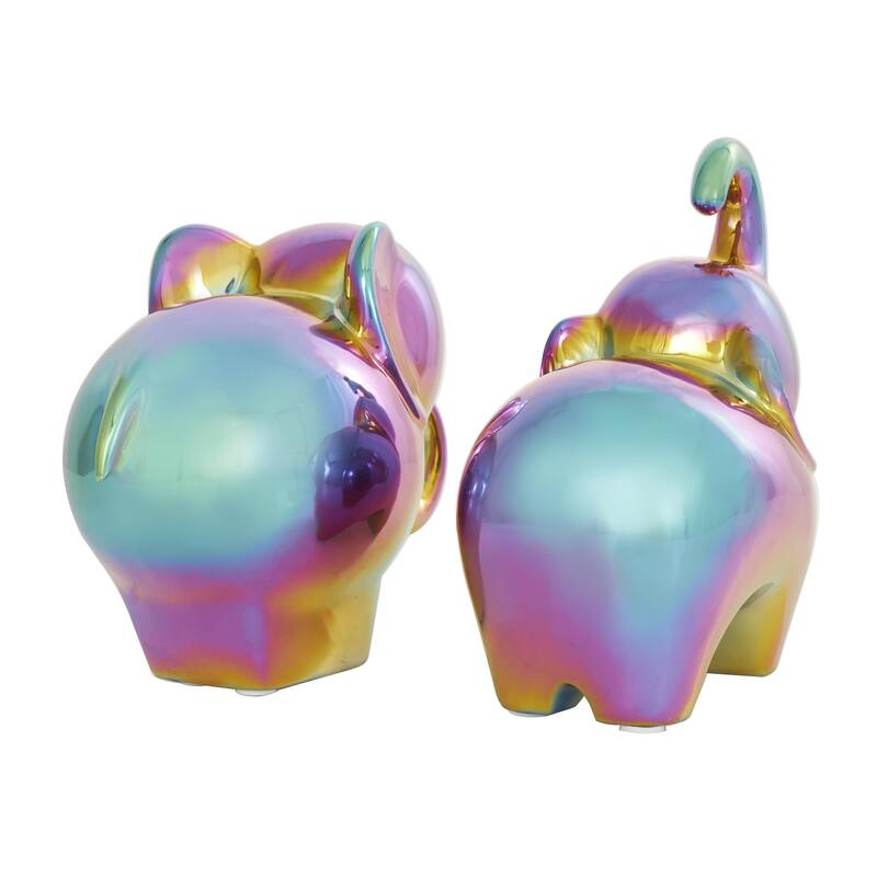 The Novogratz Gold, Silver, Black, White or Multi Colored Porcelain Ceramic Elephant Decorative Sculpture (Set of 2)