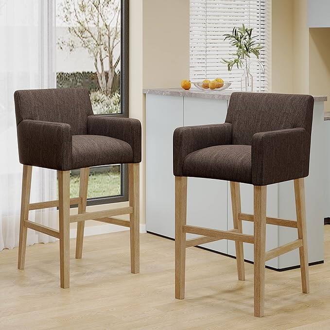 Modern 30" Bar Stools with Padded Seat Backrest, Solid Wood Frame for Dining Room Living Room and Bar Counter