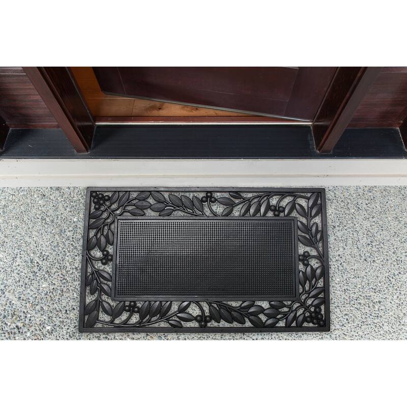 J & M Home Fashions 18" X 30" Natural Rubber Wrought Iron Floor Mat