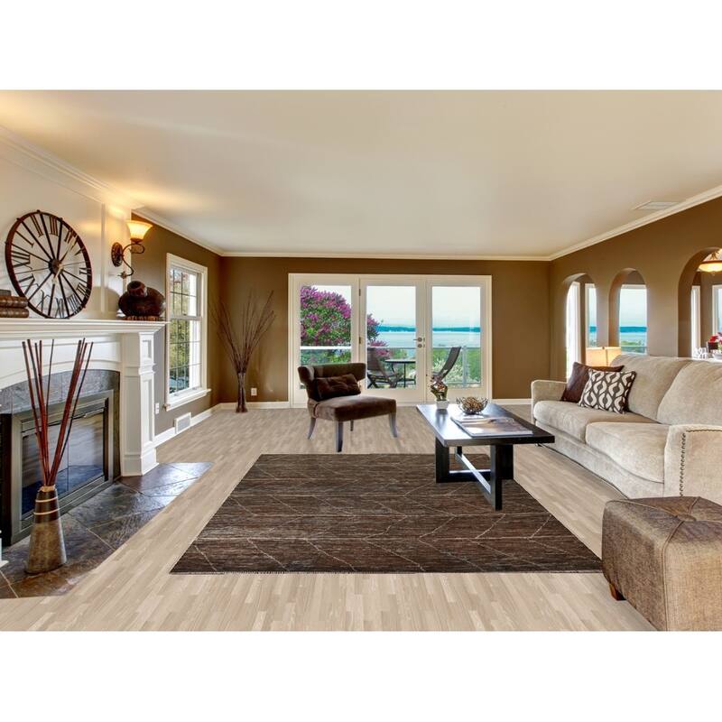 Hand Knotted Oriental 100% Wool Carpet Tribal Tribal Brown Moroccan Area Rug - 9' 7'' X 6' 7''