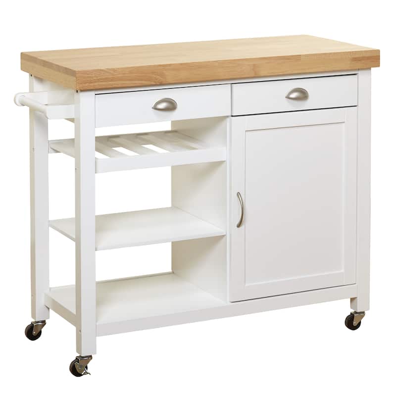 Simple Living Martha Rolling Rubberwood Kitchen Cart