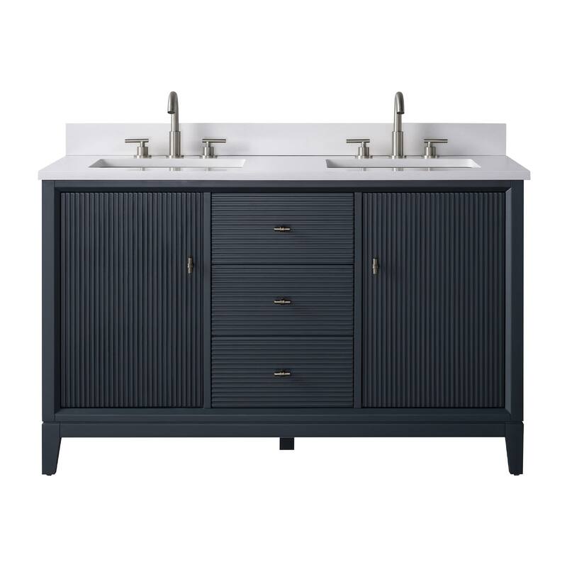 Vanity Art 54" Freestanding Bathroom Vanity with Engineered Marble Top and Sinks