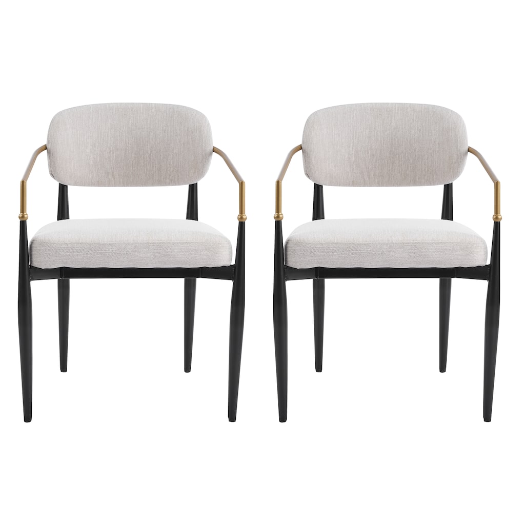 Christopher Knight Home - GlamCore Modern Upholstered Metal Base Dining Chairs with Gold Accents