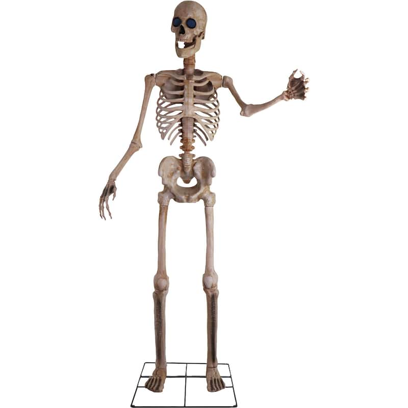 Haunted Hill Farm 8-Ft. Tall Bones McNeely the Towering Skeleton, Premium Talking Halloween Animatronic, Plug-In